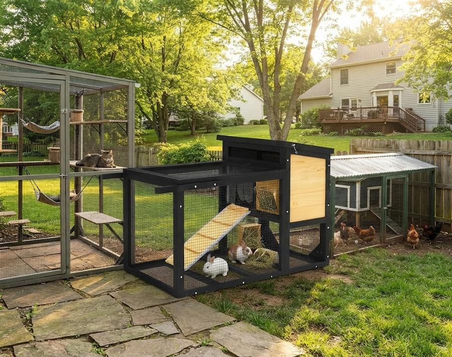 2-Story Rabbit Hutch in a backyard setting